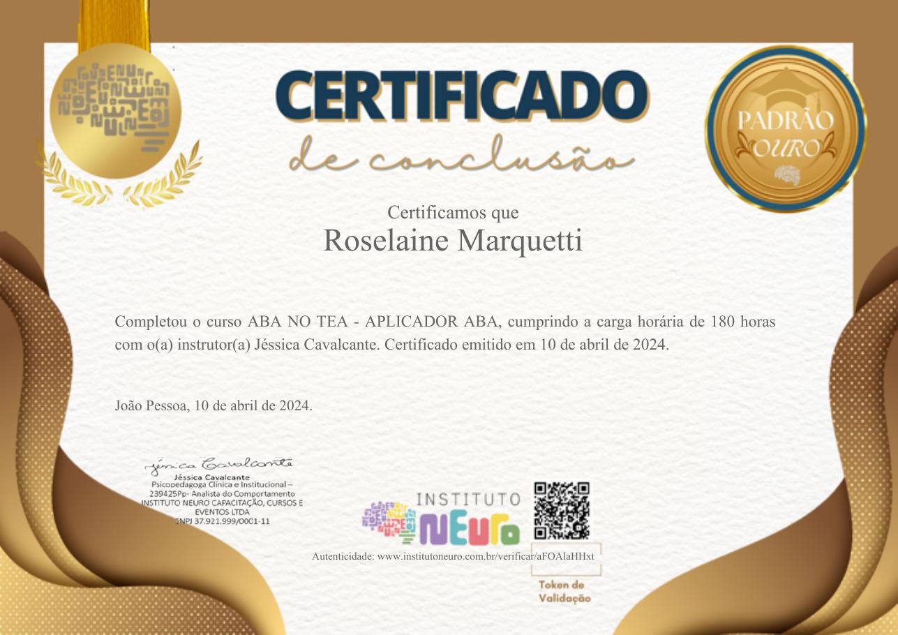 Certificado: ABA no TEA