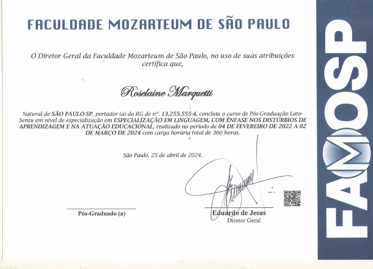 Certificado: Especialização em Linguagem