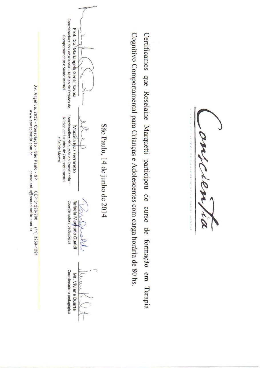 Certificado: Terapia Cognitivo-Comportamental